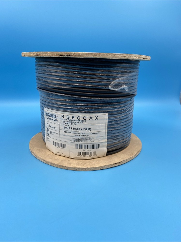 Carol Brand General Cable | C5775.38.01 | RG6 Coax | 500 Ft Reel