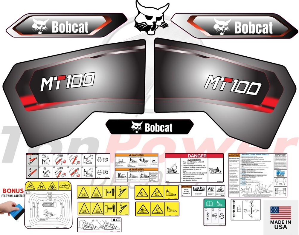 Fits Bobcat MT100 Mini Skid Steer Decal Kit – SPECIAL EDITION – 3M Vinyl