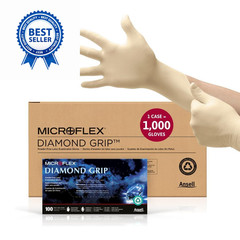 Ansell MICROFLEX Diamond Grip MF-300 Disposable Large (Pack of 1000), Natural