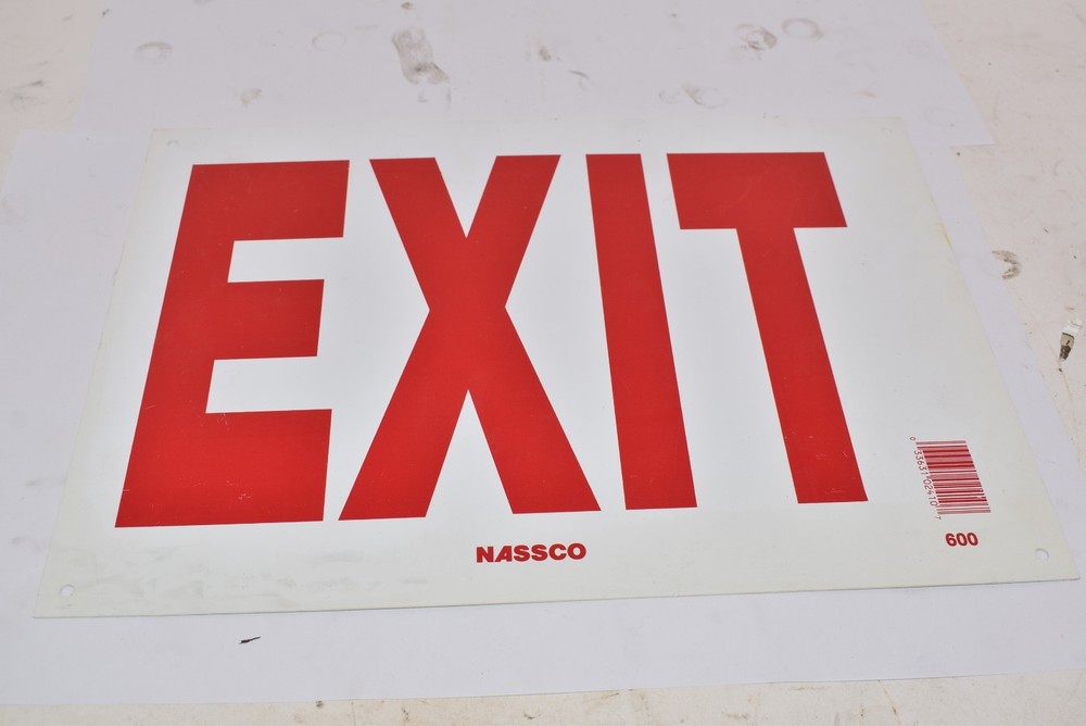 Lot of 3 NEW Nassco Exit Signs, Polyester, 14” W 10” H