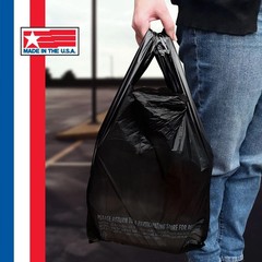 1000 Bags 1/6 Black (21 x 6.5 x 11.5) T-Shirt Plastic Grocery Shopping Bag NEW