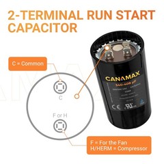340-408 uF 340/408 MFD 220-250 VAC Volts Â±20% Round Start Capacitor 50/60 Hz