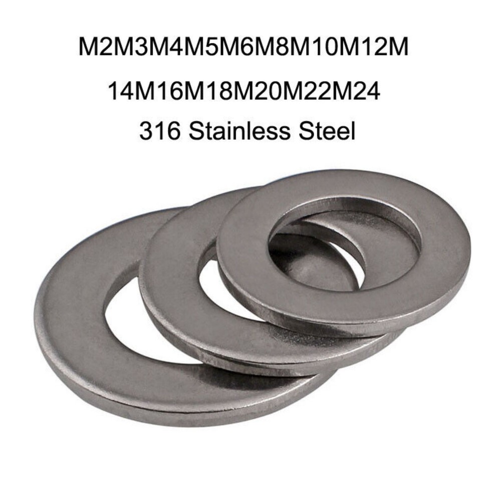 A4 316 Stainless Steel Flat Washers M2M3M4M5M6M8M10M12M14M16M18M20M22M24
