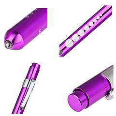 3Pocket Pink Purple Silver Aluminum LED Diagnostic Penlight Medical Pupil Gauge
