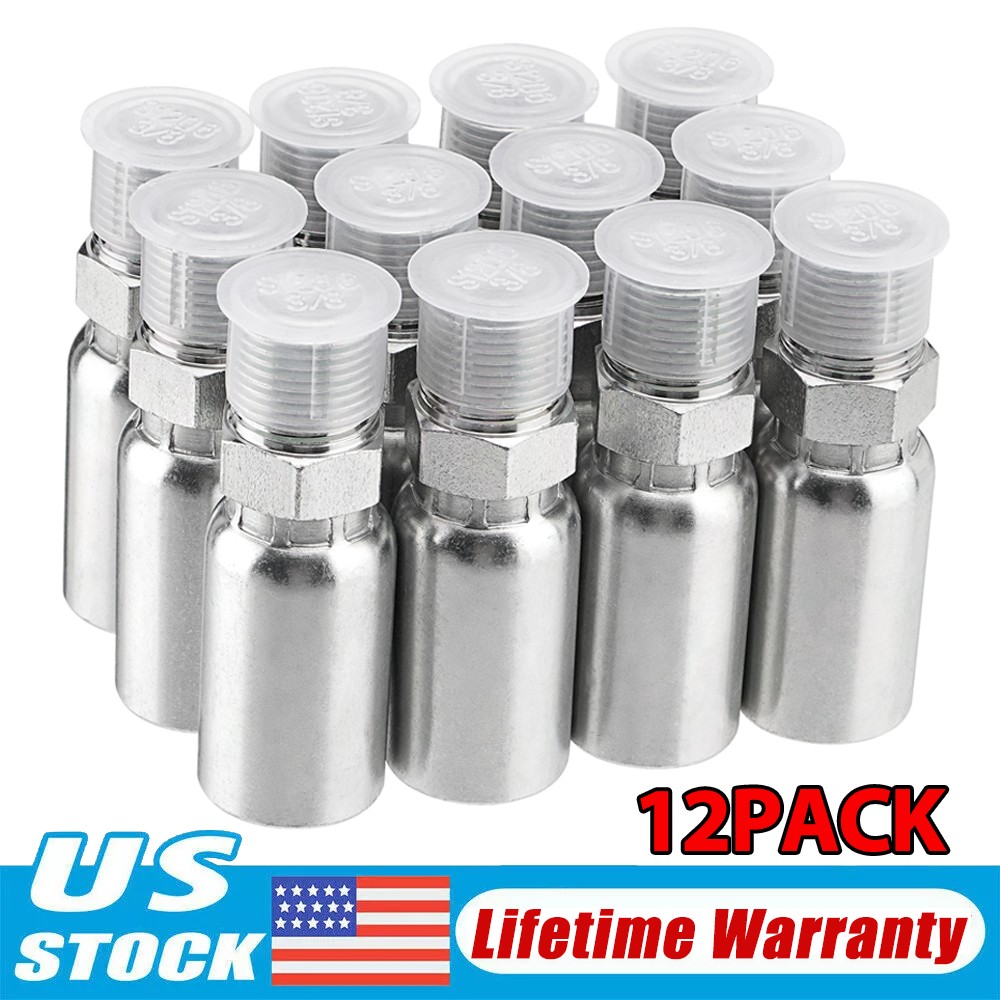 Racewill 12 Pack 3/8″ Hydraulic Hose Fittings, 3/8″ I.D. Hose x 3/8″ NPTF Male
