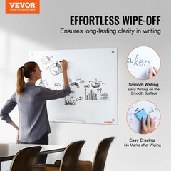 VEVOR Magnetic Glass Whiteboard Dry-Erase Board 36×24/72×36/48×32″ Wall Mounted