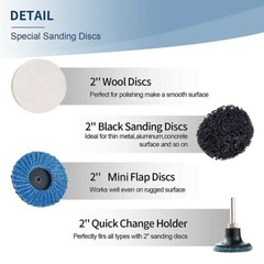 71PCS 2″ Roll Lock Sanding Discs Set W/ 1/4 Holder Die Grinder Quick Change Disc
