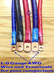 (10) 2/0 Gauge Copper Ring Terminals w/ RED & BLACK Heat Shrink Tubing Lugs 3/8″