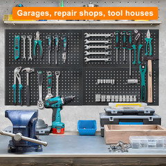 4 Pack Metal Pegboard Panels 24″ x 12″ Heavy Duty Steel Pegboard Wall Organizer
