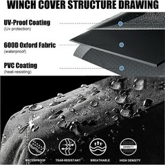 New Upgrade Heavy Duty 600D Oxford Fabric Winch Cover, Waterproof Dustproof UV R