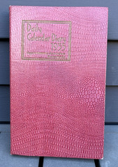 Vintage junk journal diary memo book Daily Calendar 1935 pink faux lizard unused