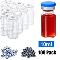 10ml Vials Glass Clear Bottom Headspace Vial with Plastic-Aluminum Flip Cap USA
