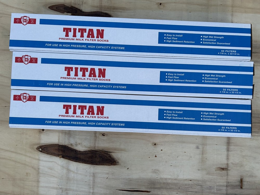 Qty -150 – TITAN PREMIUM MILK FILTER SOCKS 4-7/8″ X 33-1/2″ -PROFESSIONAL “NEW”