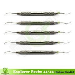 5Pcs Dental 11/12 Explorer-Probe Hollow Handle Diagnostic Plaque Sickle Scaler