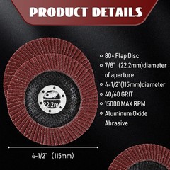 80 Pack Flap Discs 4 1/2 Inch for Angle Grinder 4.5 x 7/8 Inch…