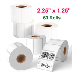 60 Rolls 2.25″x1.25″ Direct Thermal Labels Adhesive Barcode SKU Labels for Zebra