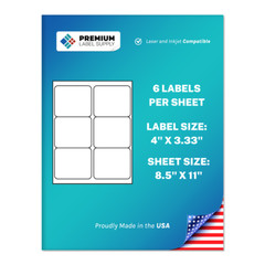 6000 4″ x 3.33″ Self Adhesive Shipping Address / FBA Labels 6 per sheet * 6 up *