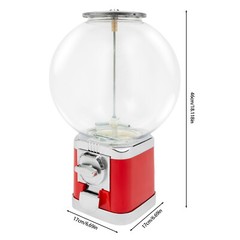 1.26 in Gumball Machine with Coin Bank – Red Vintage Bubble Gum Candy Dispenser