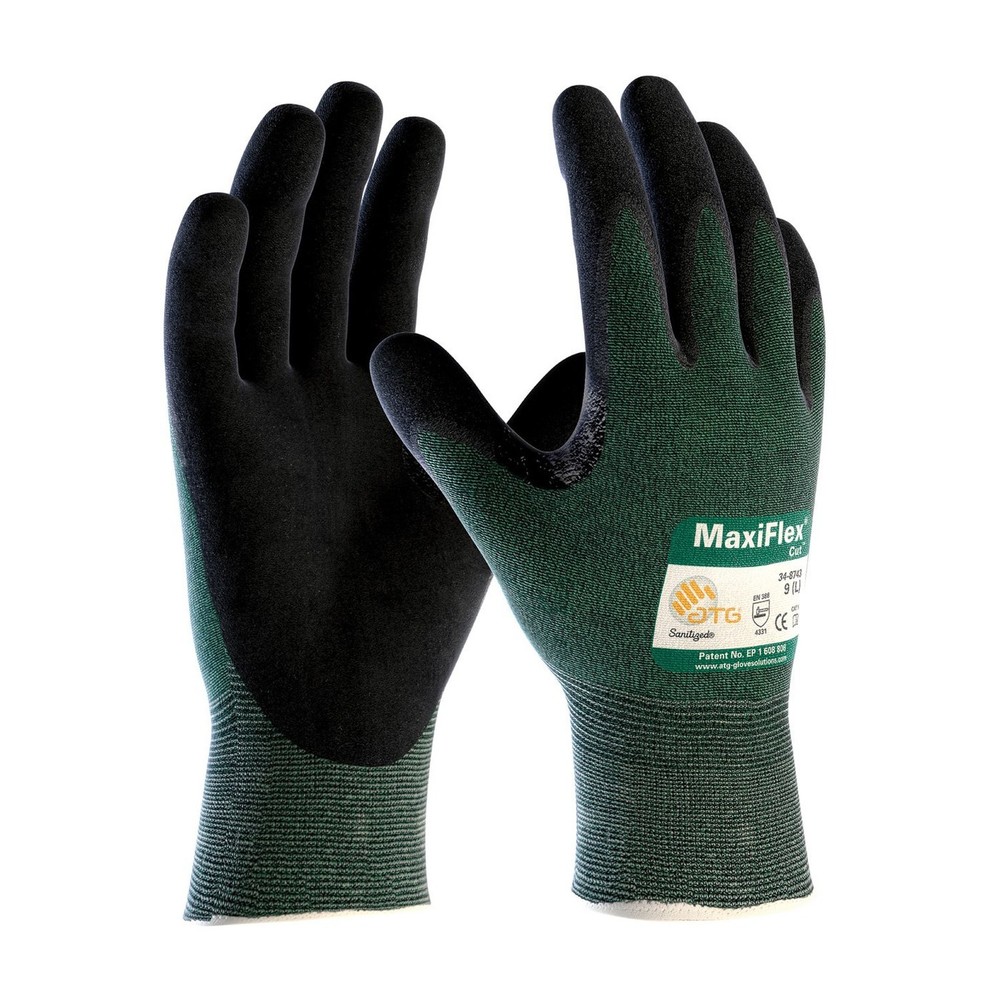 ATG 34-8743/L MaxiFlex Cut – Black Micro-Foam Nitrile Coated Palm And Fingers…