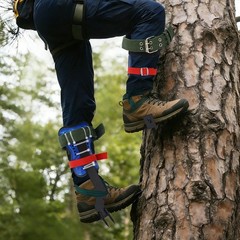 Adjust Tree/Pole Climbing Spike Set 2 Gear Safety Belt Rope Lanyard w/ Carabiner