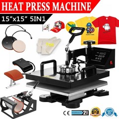 15″x15″ 5 in 1 T-Shirt Heat Press Machine Transfer Sublimation Mug Hat Plate
