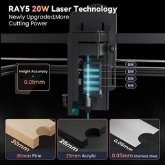 RAY5 20W Laser Engraver+Air Assist Kit+Roller kit+8 Pcs Raiser+Honeycomb 440mm