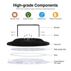 2Pack 50W 50 Watt UFO LED High Bay Light Commercial Bay Lighting Garage Lamp
