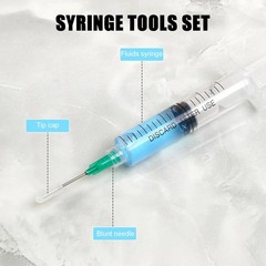 Glue Applicator Syringe Blunt Tip Needle and Cap, with Soft Plastic Tube, Suitab