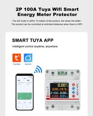 100A Single Phase Tuya WiFi AC Meter Over Under Voltage Leak Protect Prepayment
