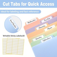 Plastic Folders with Pockets, 3 Hole Punched 6 Pack, Soft Pastel With Tabs