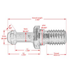 M16 BT40 60 Degree Pull Stud Retention Knob For CNC Okuma Matsura Roku-Roku