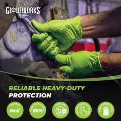 Disposable Nitrile Gloves 8 Mil Medium 1000 Case HD Green GLOVEWORKS Industrial