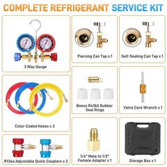 AC Manifold Gauge Set A/C Refrigeration 3 Way Hose Fit For R502 R134a R12 R22