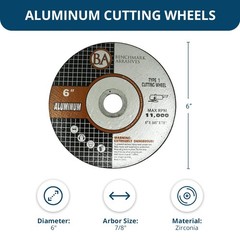 Benchmark Abrasives Type 1 Aluminum Oxide 6 Inch Cut Off Wheels for 6 inches
