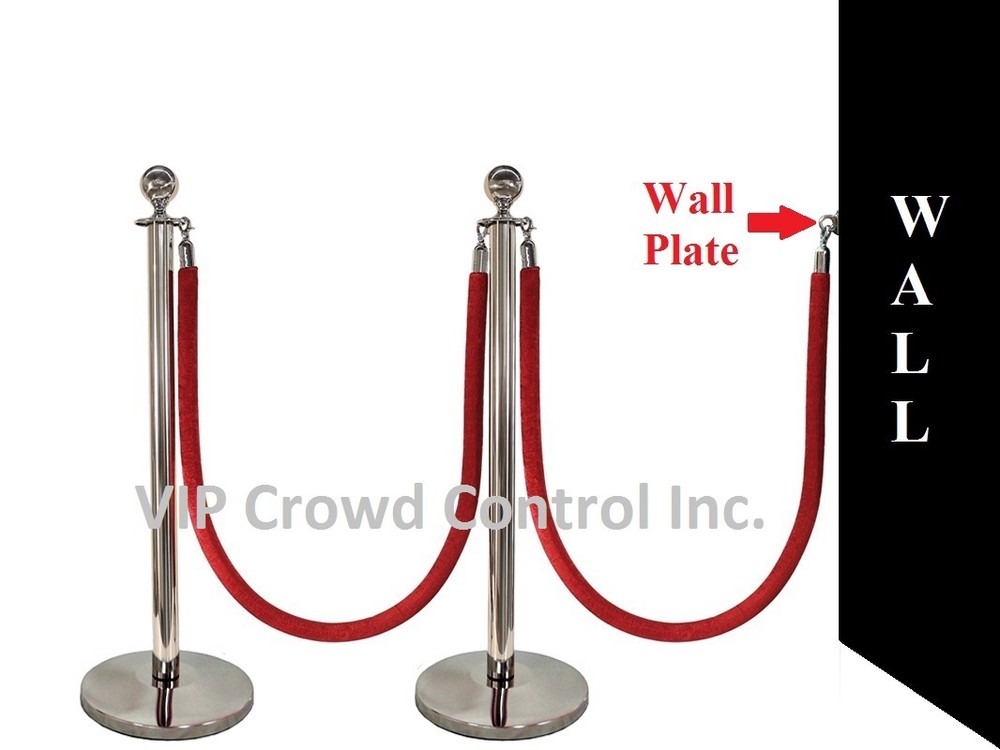 ROPE STANCHION, 5 PCS SET, CROWN TOP, MIRROR POLISH S.S. 12″ DOMED BASE
