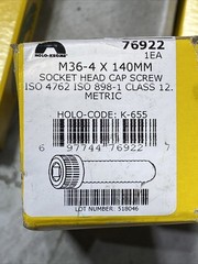 Holo-Krome M36-4 x 140mm Metric Socket Head Cap Screw Bolt Class12 New LOT OF 8
