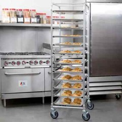 20″W x 26″L x 69″H Aluminun 12 Pan End Load Bun Pan Bakery Rack With Casters