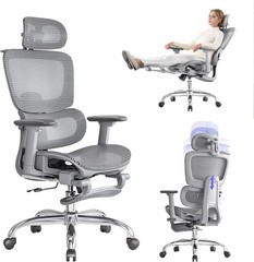 Office Chair with Footrest, Ergonomic Chair with 3D Headrest, Computer Chair wit