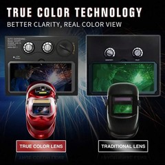 New Welding Helmet Solar Powered Auto Darkening – Large View, True Colors