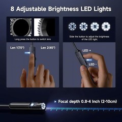 1920P HD Endoscope Borescope 8mm Inspection Snake Camera for iPhone Android iOS