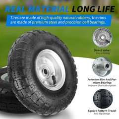 Resilient 10 Inch Pneumatic Tires with Anti-Slip Design – 2 Pack for All Seasons
