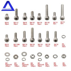 1220PCS M3 M4 M5 M6 Metric Screws Assortment Kit, Hex Socket Head Cap Bolts Nuts