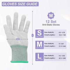12Set ESD Anti-Static Gloves Carbon Fiber PU Protective Glove Medium Size Green