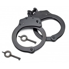 Police Magnum Black Steel Heavy Duty Handcuffs-Law enforcement security gear