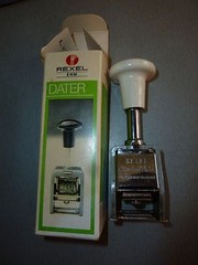 English dater Grey ink pad Rexel working used condition + paper original box