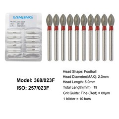 Dental Diamond Burs Football Round End Taper Coarse Fine FG High Speed 856 850
