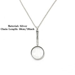 Vintage 925 Sterling Silver Magnifying Glass Necklace – 10X Loupe Monocle Nec…