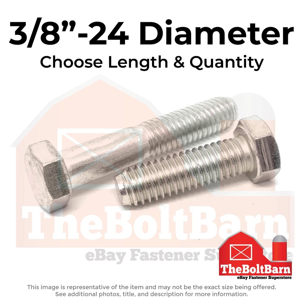 3/8″-24 Stainless Hex Cap Screws Fine Thread Hex Bolts (Choose Length & Qty)
