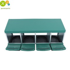 4 Hole Green Chicken Nesting Box Hen Laying Nest Box Coop Rollout Egg Collection