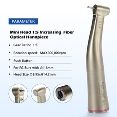 Dental 1:5 LED Fiber Optic Contra Angle Handpiece / 1:5 Cartridge Rotor Canister